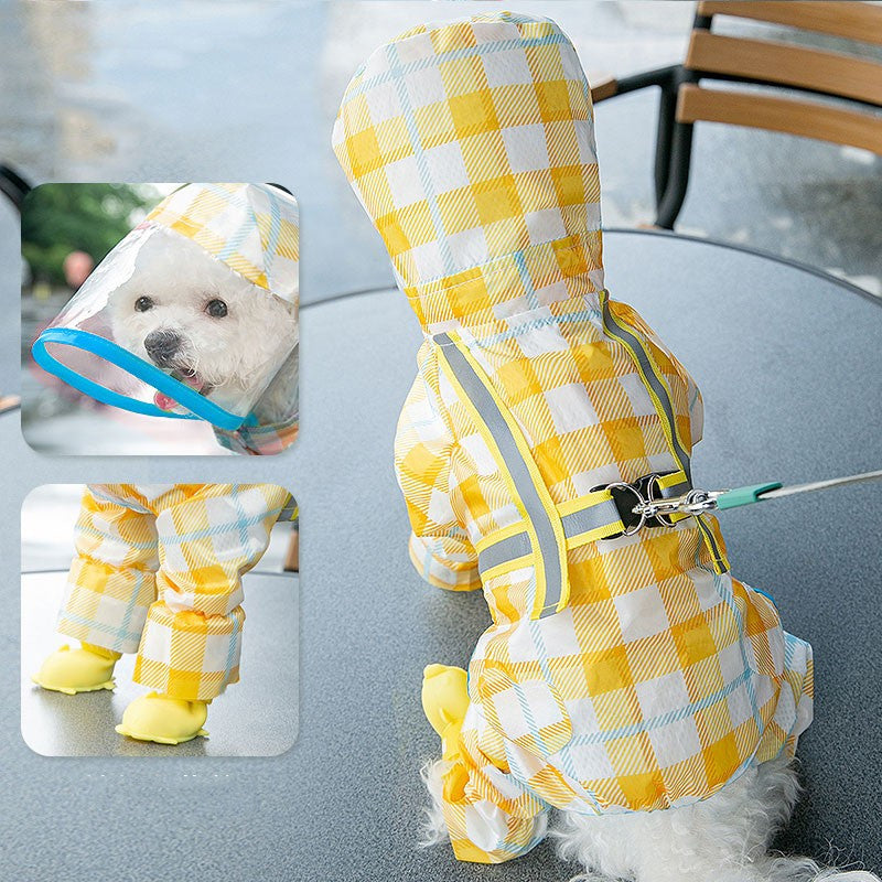Integrated Pet Dog Four-leg Raincoat