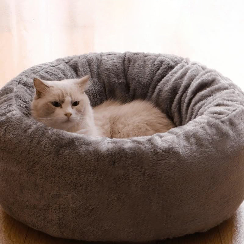 Pet Dog Bed Long Plush Donut