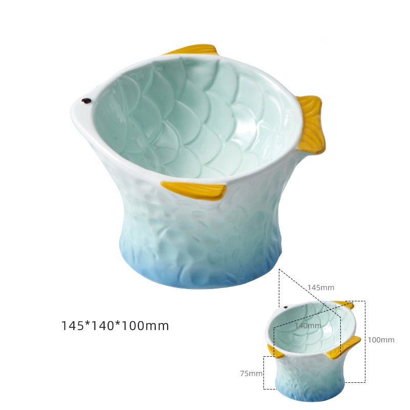 Ceramic Cat Feeder Fish