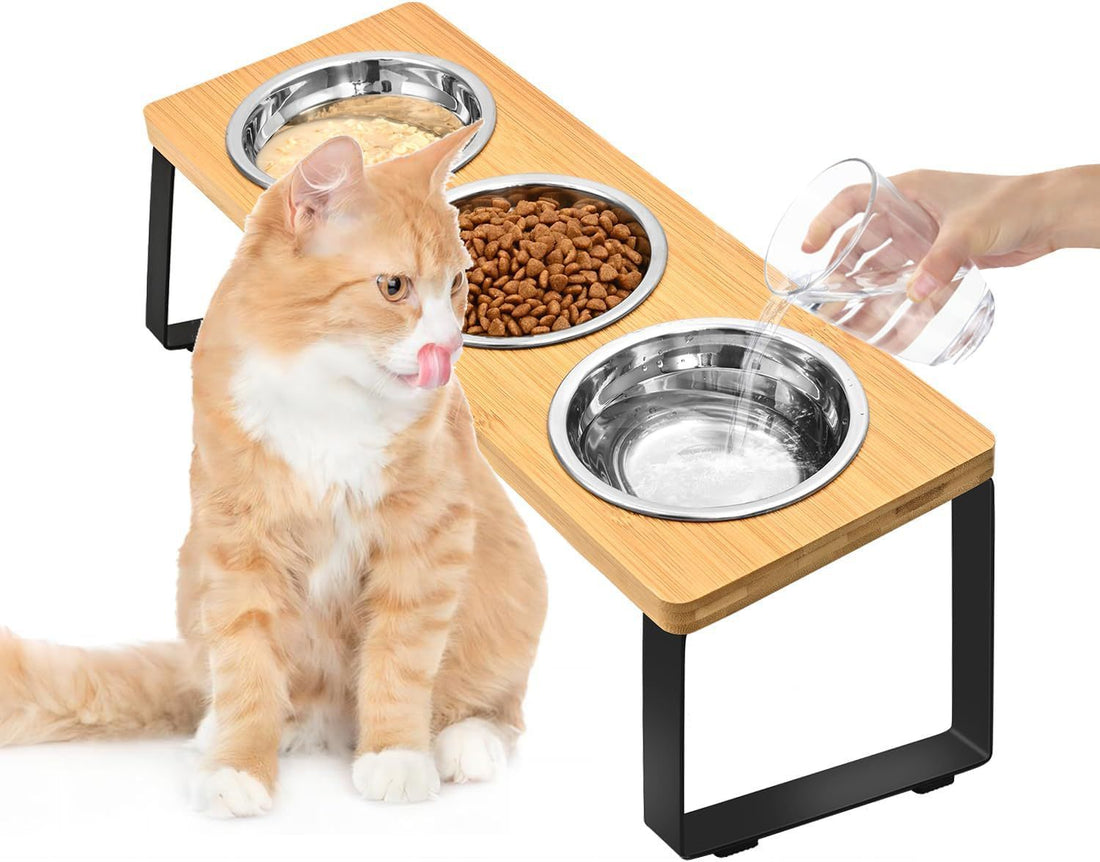 Log Pet Feeding Cat Bowl Rack