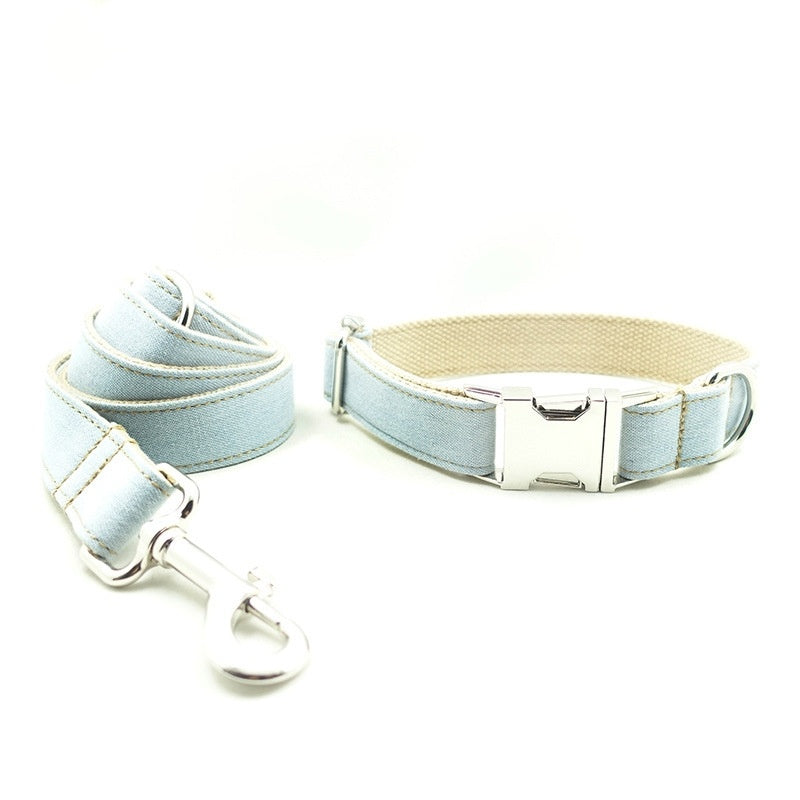 Blue pet dog ring denim leash
