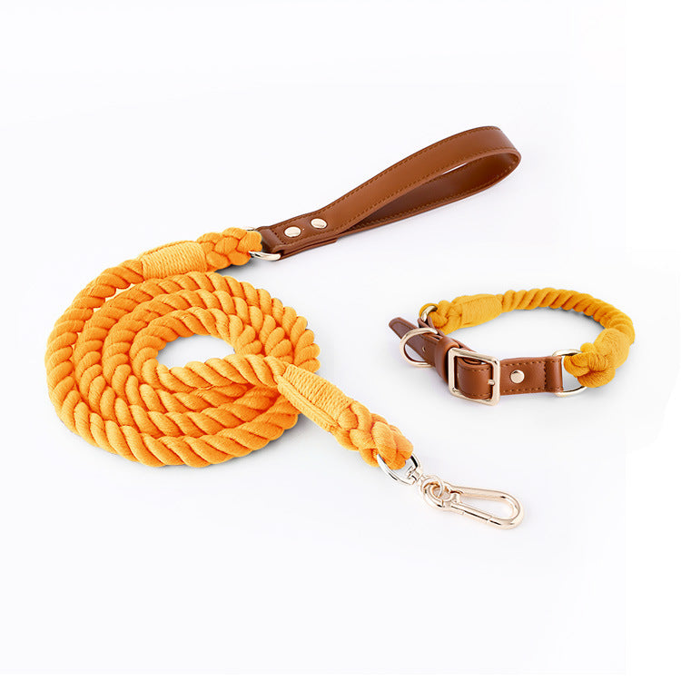 Woven Leather Pet Dog Collar Suit