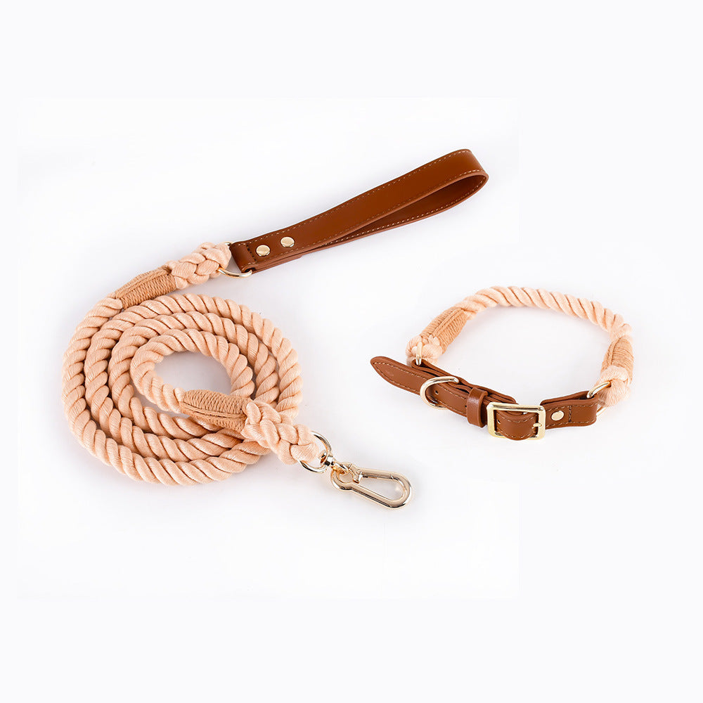 Woven Leather Pet Dog Collar Suit