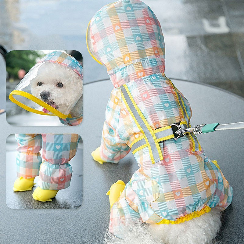 Integrated Pet Dog Four-leg Raincoat