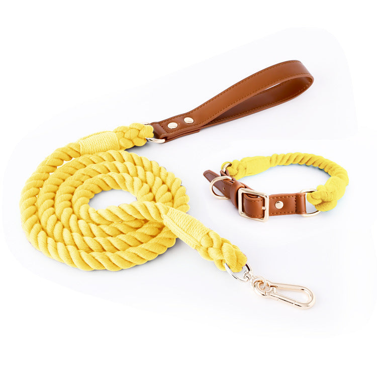 Woven Leather Pet Dog Collar Suit