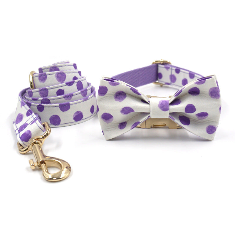 Dot Dog Collar Leash Bow Set