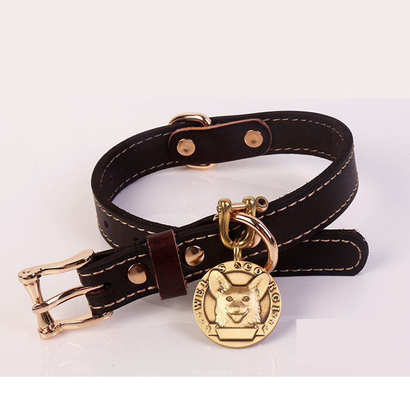 Leather Dog Collar Set
