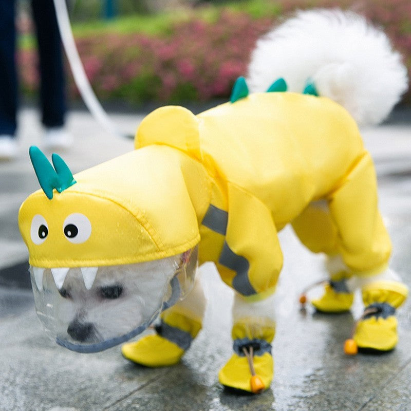 Integrated Pet Dog Four-leg Raincoat