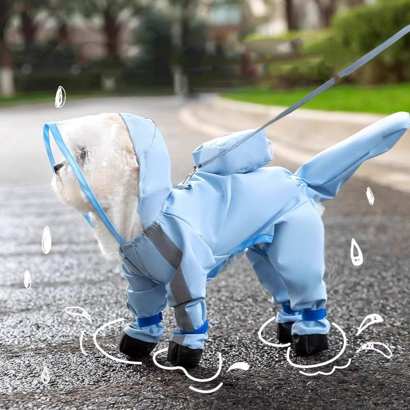 Integrated Pet Dog Four-leg Raincoat