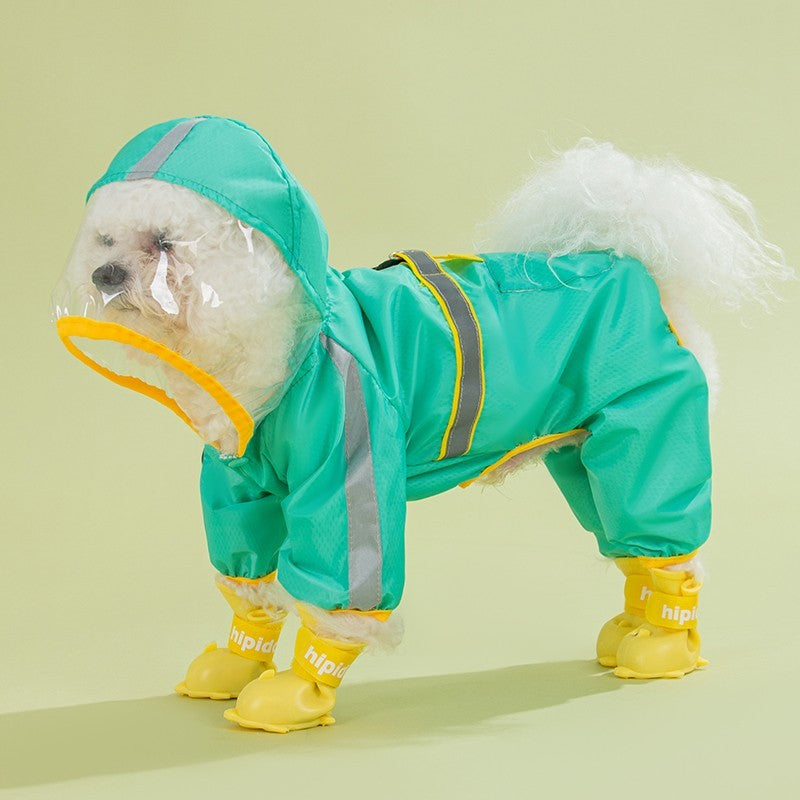 Integrated Pet Dog Four-leg Raincoat