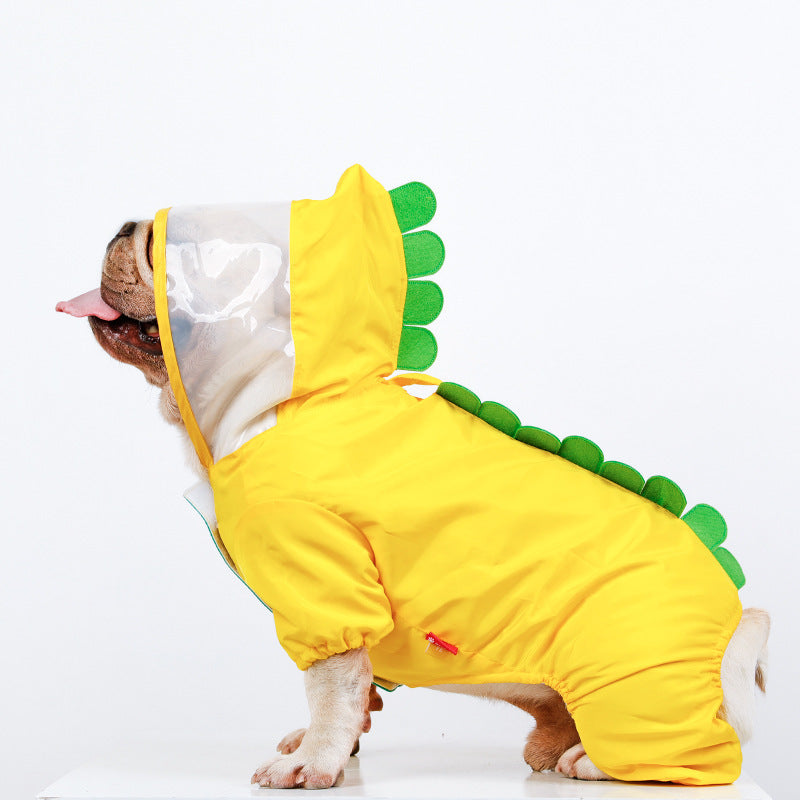 Dinosaur Raincoat Pet Yellow Waterproof Suit