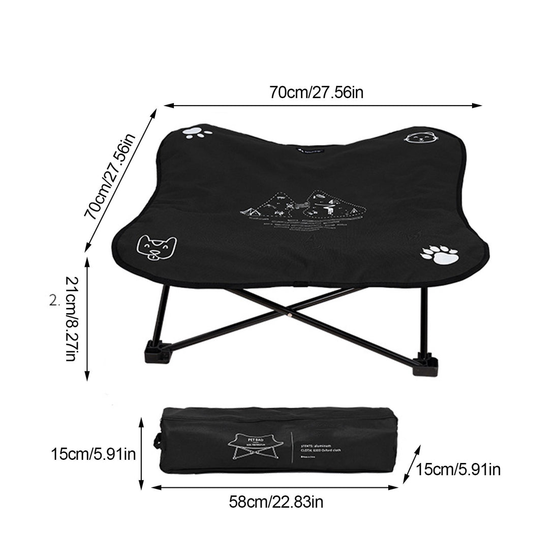 Outdoor detachable pet folding bed