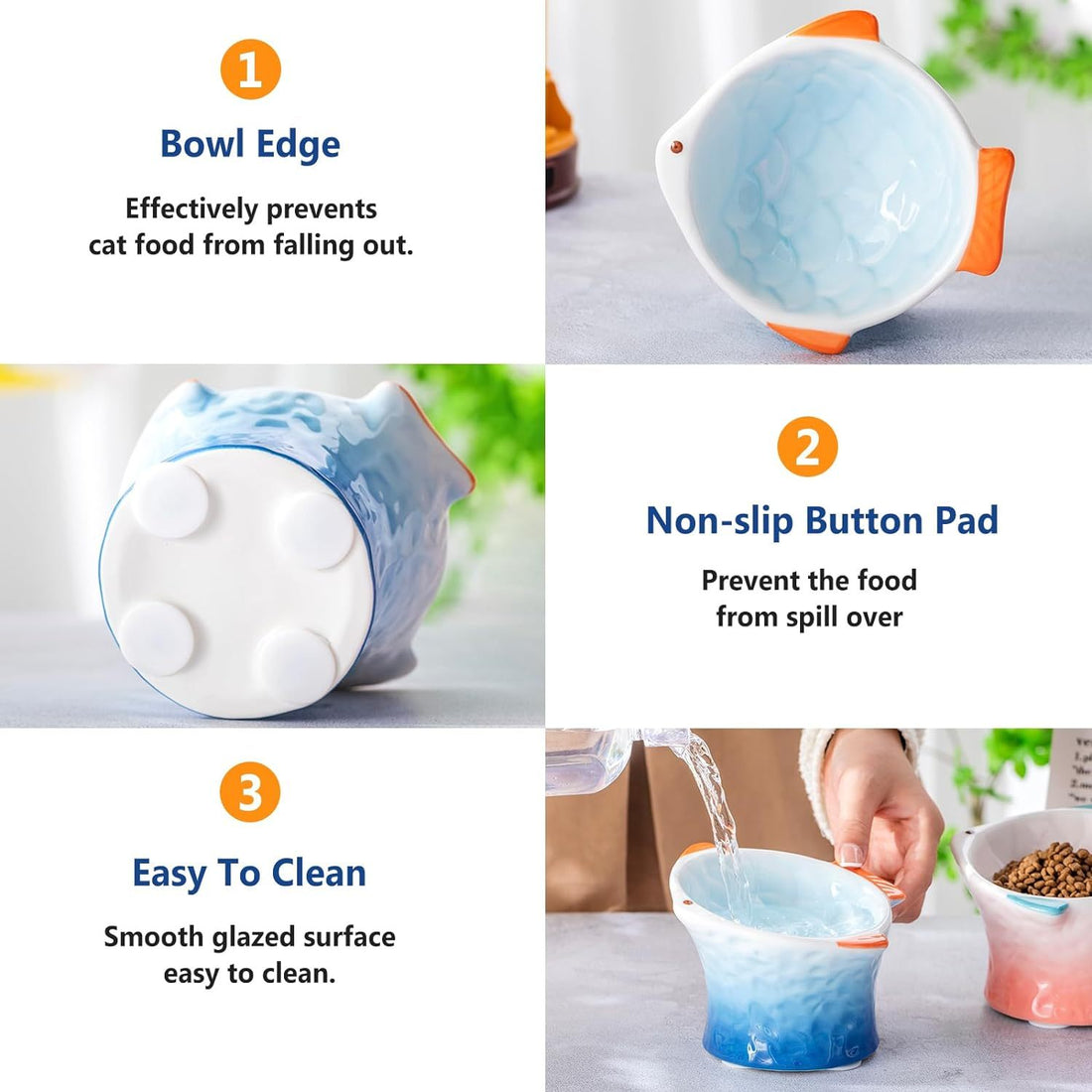 Ceramic Cat Feeder Fish