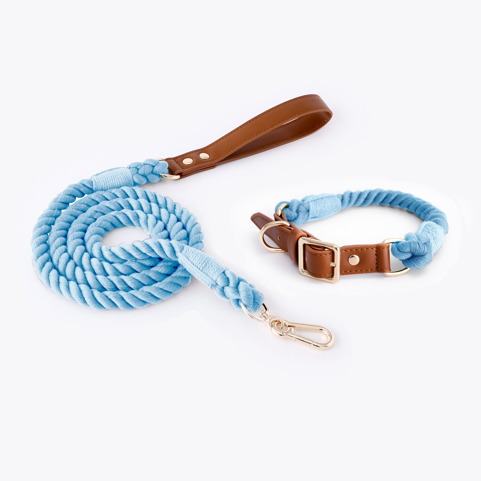 Woven Leather Pet Dog Collar Suit