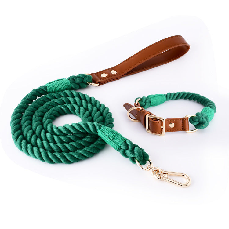 Woven Leather Pet Dog Collar Suit