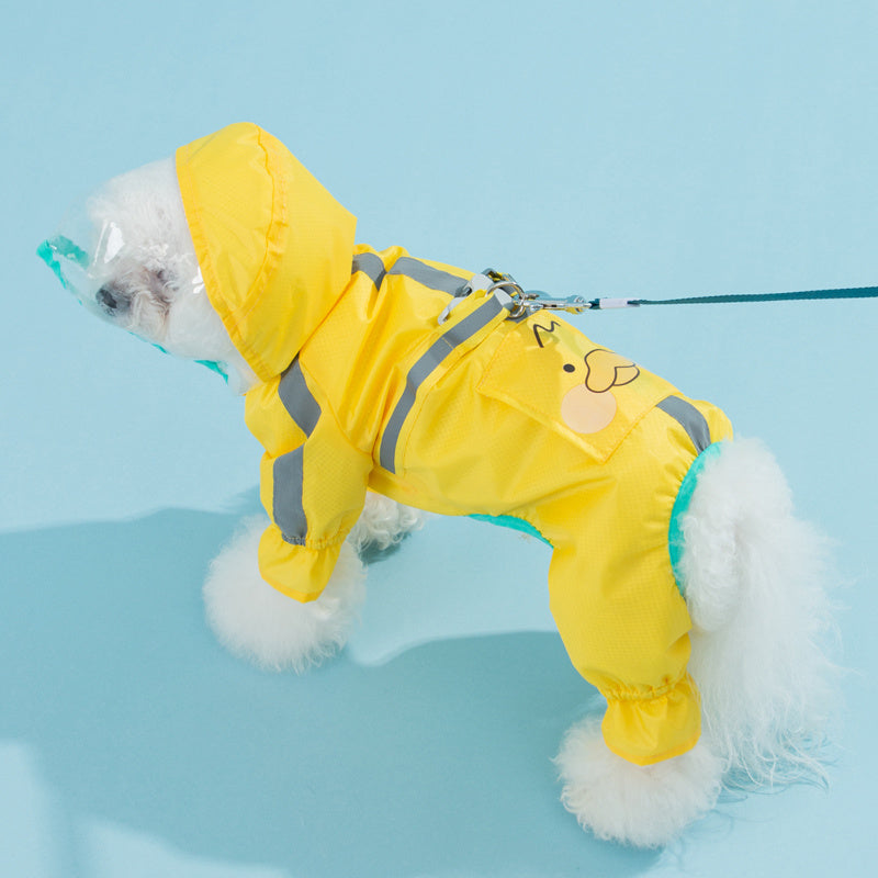 Integrated Pet Dog Four-leg Raincoat