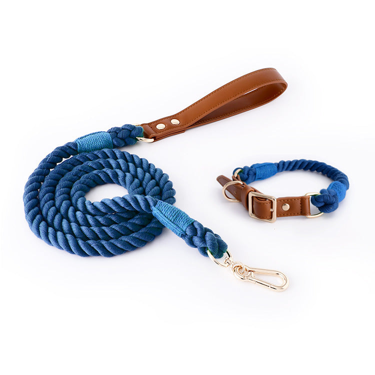 Woven Leather Pet Dog Collar Suit
