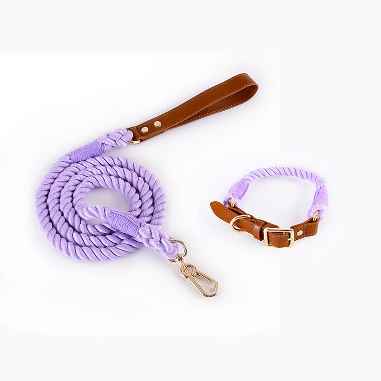 Woven Leather Pet Dog Collar Suit