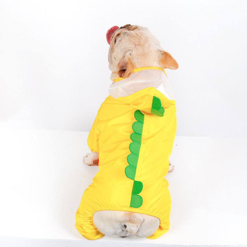 Dinosaur Raincoat Pet Yellow Waterproof Suit