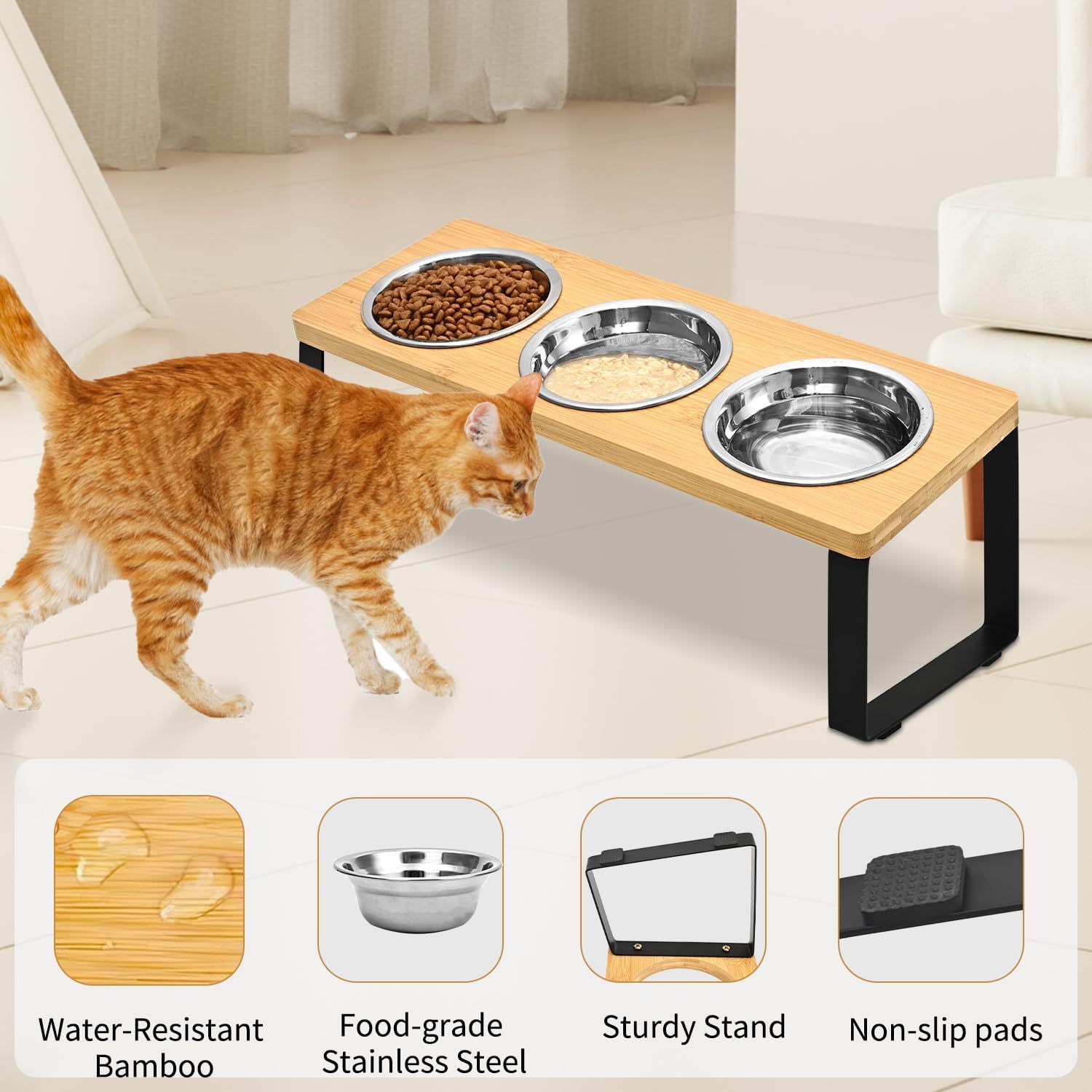 Log Pet Feeding Cat Bowl Rack