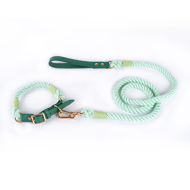 Woven Leather Pet Dog Collar Suit
